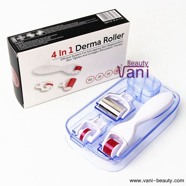4 in 1 Surgical Stainless Steel/Titanium Derma Roller Kit Micro Needle Therapy with ICE Roller Kit, 