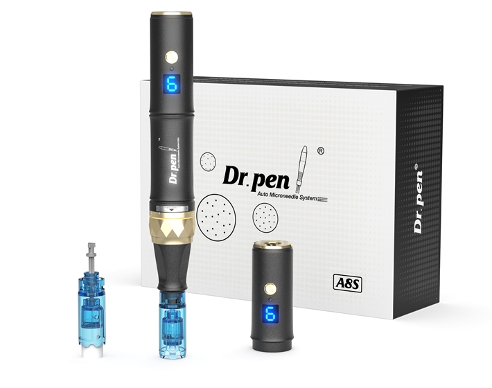 Dr. Pen A8S Dermapen Digital microneedling system with two anti-backflow cartridges, Model: A8S