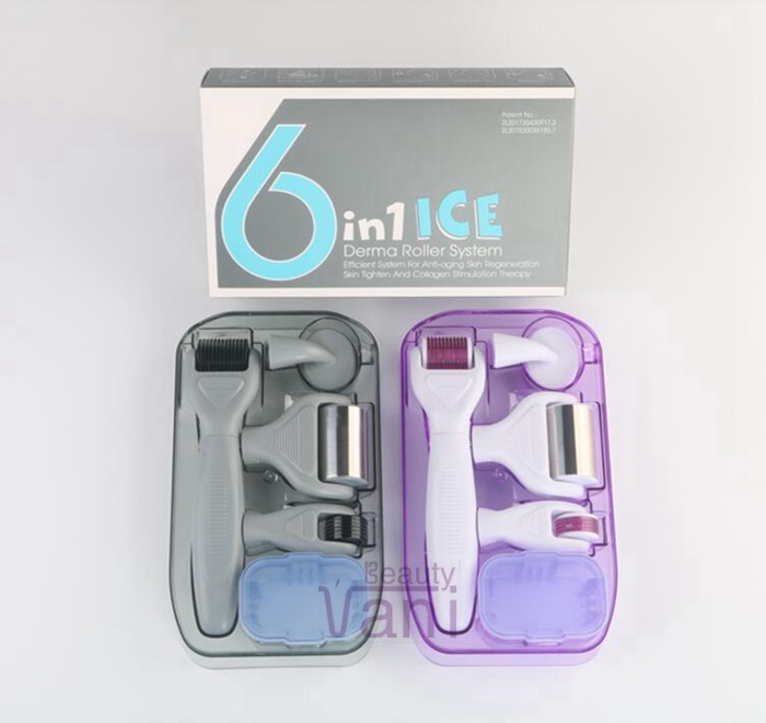 ICE 6 in 1 Derma Roller Kit for Face Body Skin Rejuvenation Customized Packing Accepted, 